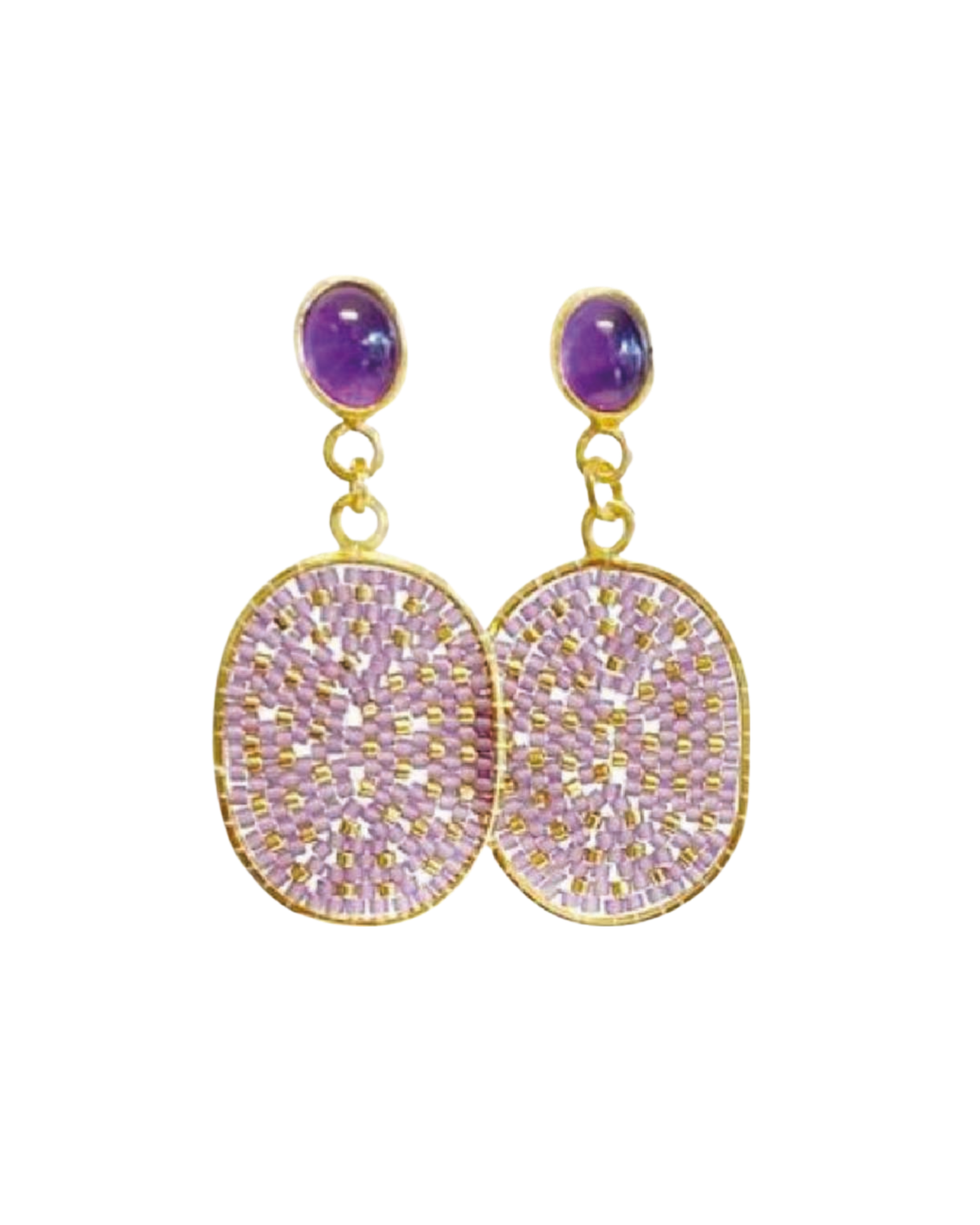 Amethyst Oval Earrings - Vösh Design