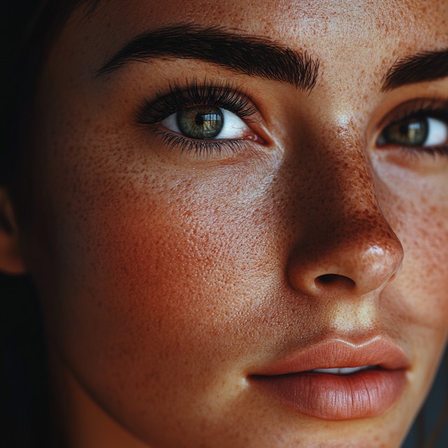 una modelo mostrando la belleza de sus cejas, ese detalle unique que hace la diferencia
