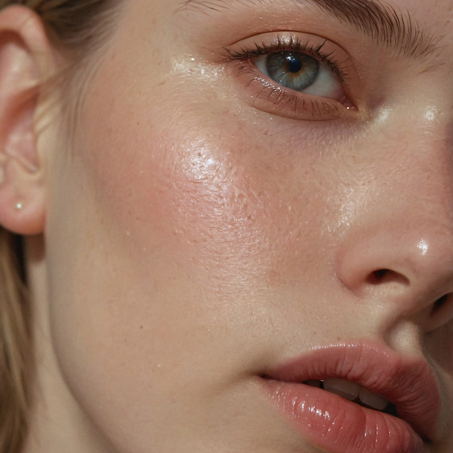 Una persona mostrando con su rostro los beneficios del óleo de ricino en OnPost Beauty