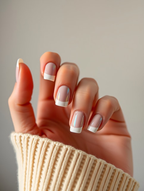 Uñas con diseño de manicure francés clásico, ideal para destacar elegancia y estilo