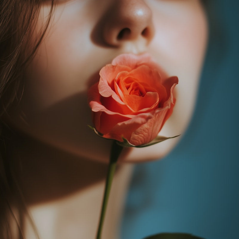 una imagen de una chica con una rosa representando el rubor los secretos del detalle en tu rostro