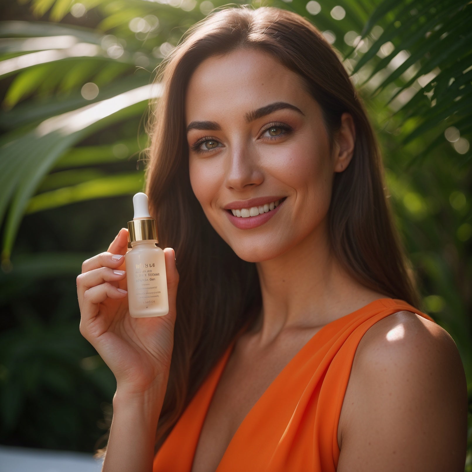 Una chica OPB mostrando uno de los sueros para la piel que hacen el ritual más dulce para tu rostro