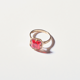 Anillo Brillante Cuadrado Rojo