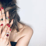 Anillo Dorado Zirconia Roja