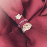 Anillo Plata Zirconia Corte Cuadro Rosa