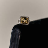 Anillo Plata Zirconia Cuadro Amarillo