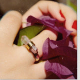 Anillo Dorado Piedra Cuarzo Lila