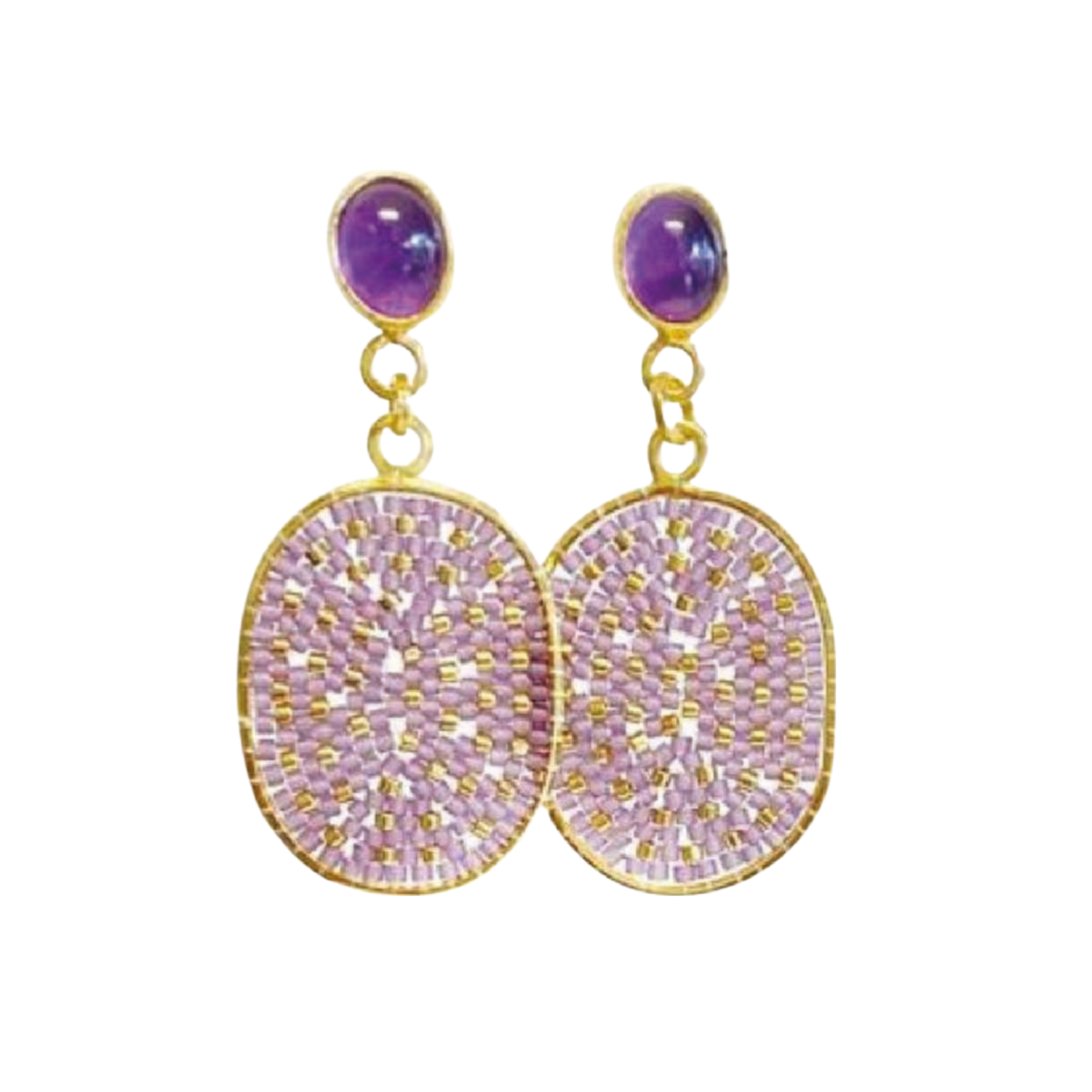 Amethyst Oval Earrings - Vösh Design