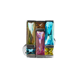 Anillo Cuadro Plata Zirconia Multicolor