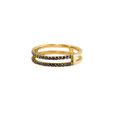 Anillo Doble Dorado Zirconia Negra