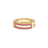 Anillo Doble Dorado Zirconia Rosa