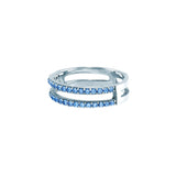 Anillo Doble Plata Zirconia Azul