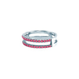 Anillo Doble Plata Zirconia Rosa