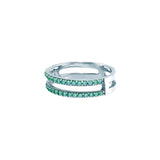 Anillo Doble Plata Zirconia Verde