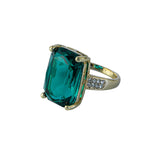 Anillo Dorado Zirconia Rectangular Verde