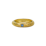 Anillo Dorado Texturizado Zirconia Azul