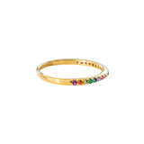 Anillo Dorado Zirconia Multicolor