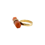 Anillo Dorado Piedra Calcita Naranja