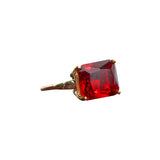 Anillo Dorado Zirconia Roja