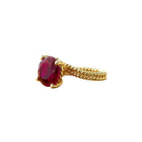 Anillo Lazo Dorado Zirconia Roja