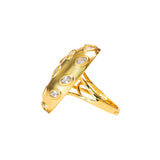 Anillo Ovalo Dorado Zirconia Blanca