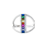 Anillo Plata Barra Zirconia Multicolor