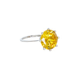 Anillo Plata Piedra Zirconia Redondo Amarillo