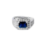 Anillo Plata Zirconia Cuadro Azul