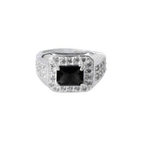 Anillo Plata Zirconia Cuadro Negro