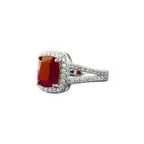 Anillo Plata Zirconia Roja