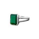 Anillo Plata Cuadrado Zirconia Verde