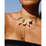 Orchid Necklace (Gold Cord)