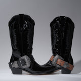 Boot Belt negro con remaches