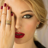 Anillo Doble Dorado Zirconia Verde