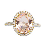 Anillo Plata Zirconia Corte Oval Rosa