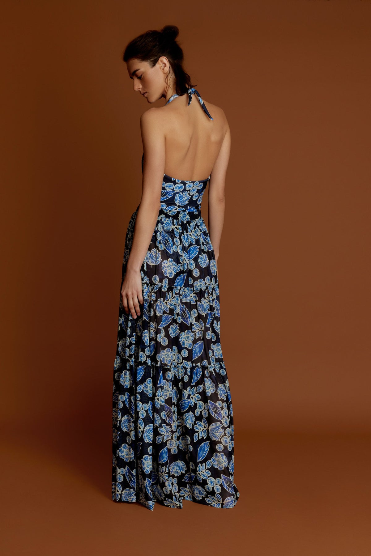 Falda Valentina Flores Azul Rey
