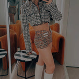 Set Crop top y short tweed