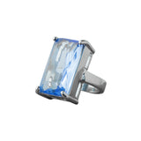 Ring Maxi Plata Zirconia Azul