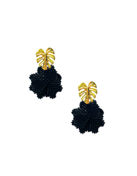 Small Black Blossom Earrings
