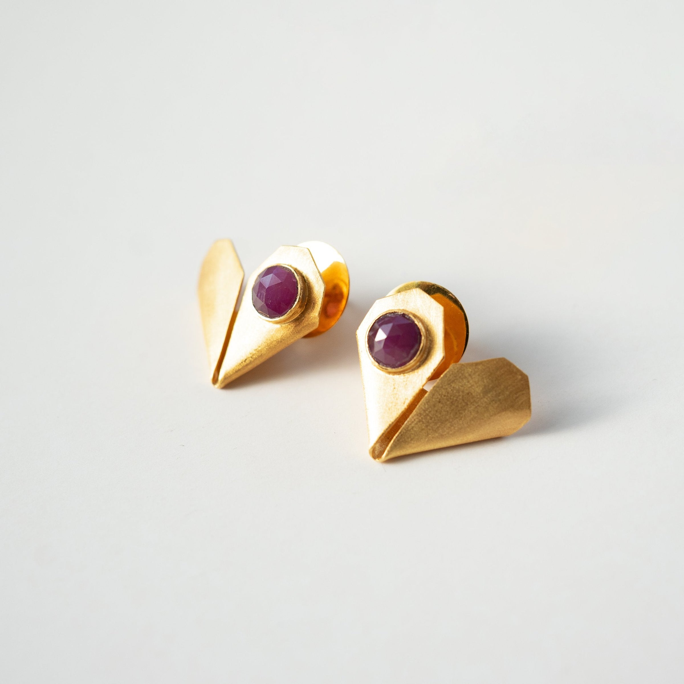 Heart Envelope Earrings With Pink Sapphire