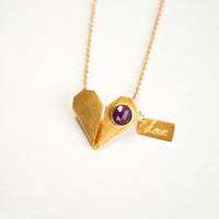 Heart Envelopes Necklace with Pink Sapphire
