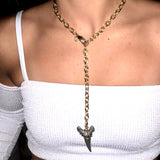 BI-COLOR SMALL  SHARK TOOTH PENDANT NECKLACE